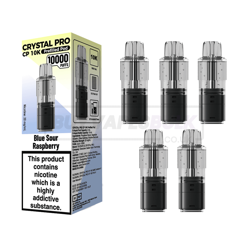 Crystal Pro CP 10K Prefilled Pods 5 Pack Blue Sour Raspberry