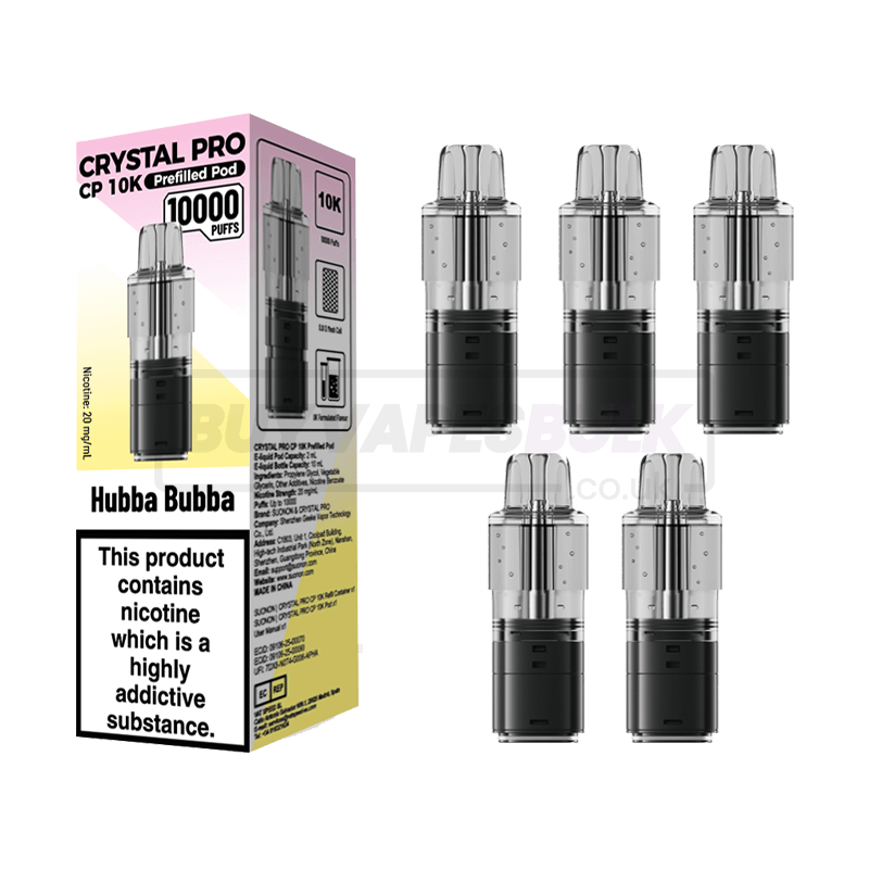 Crystal Pro CP 10K Prefilled Pods 5 Pack Hubba Bubba