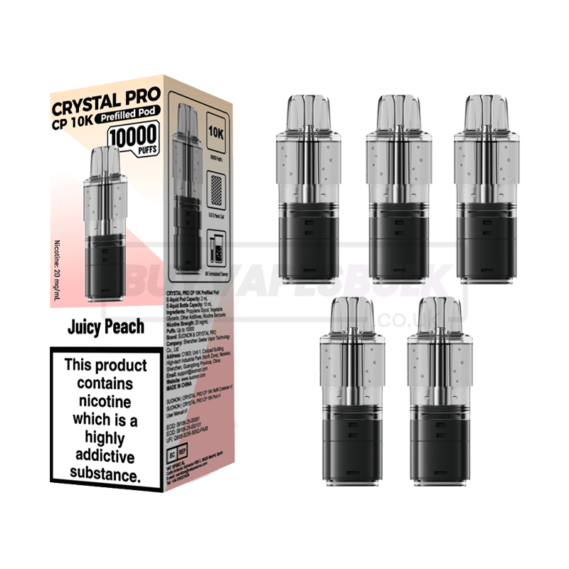 Crystal Pro CP 10K Prefilled Pods 5 Pack Juicy Peach