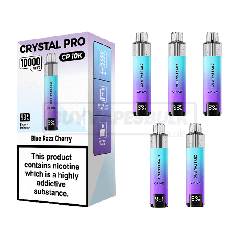 Blue Razz Cherry Crystal Pro CP 10K Prefilled Vape Kit 5 Pack