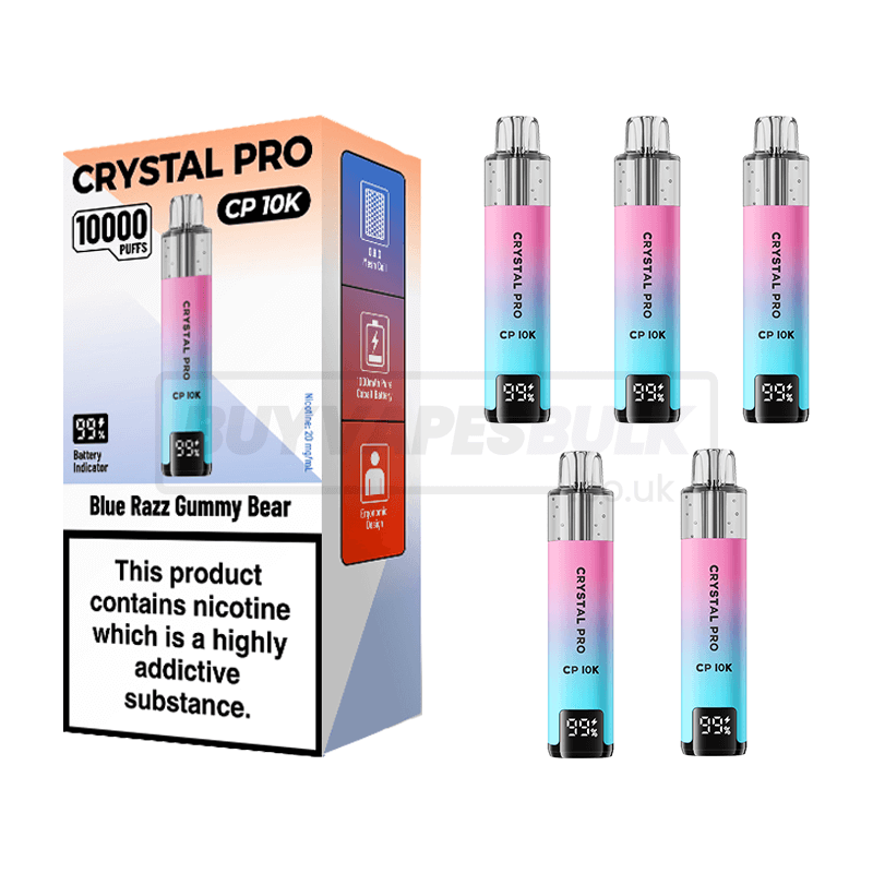Blue Razz Gummy Bear Crystal Pro CP 10K Prefilled Vape Kit 5 Pack