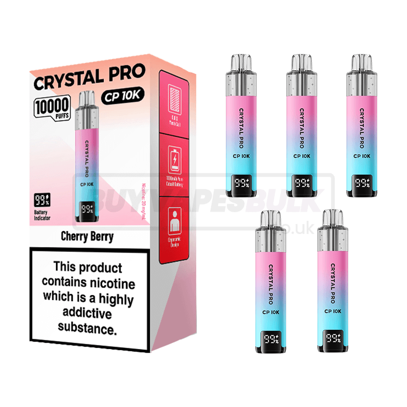 Crystal Pro CP 10K Prefilled Vape Kit 5 Pack Cherry Berry