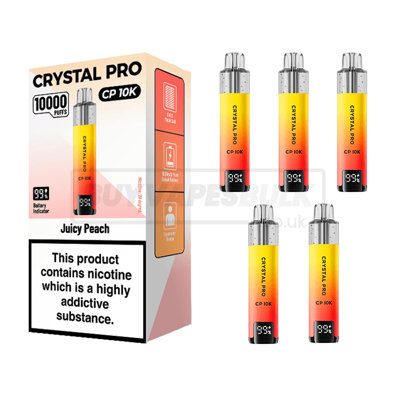 Crystal Pro CP 10K Prefilled Vape Kit 5 Pack Juicy Peach