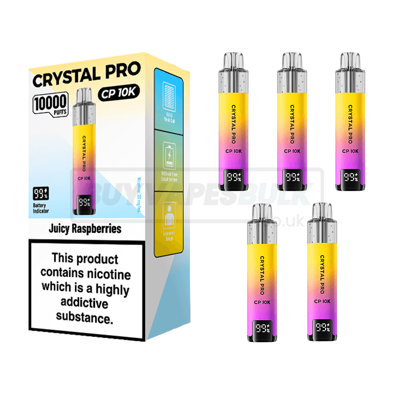 Crystal Pro CP 10K Prefilled Vape Kit 5 Pack Juicy Raspberries