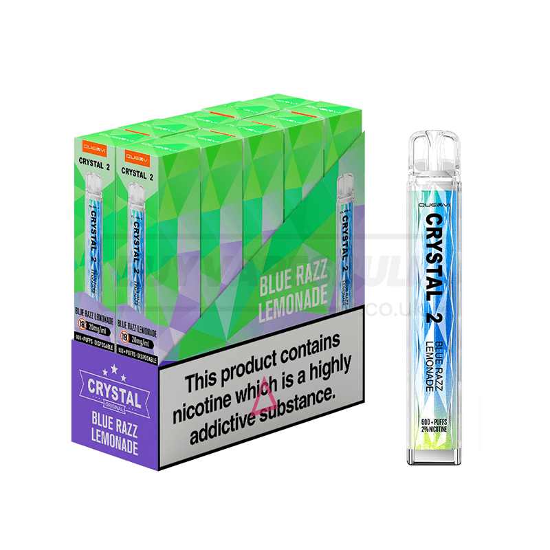 Blue Razz Lemonade QUEVVI Crystal Bar 2 600 Puff Disposable Vape 10 Pack