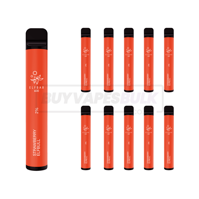 Elfbull Strawberry Elf Bar 600 Puff Disposable Vape 10 Pack