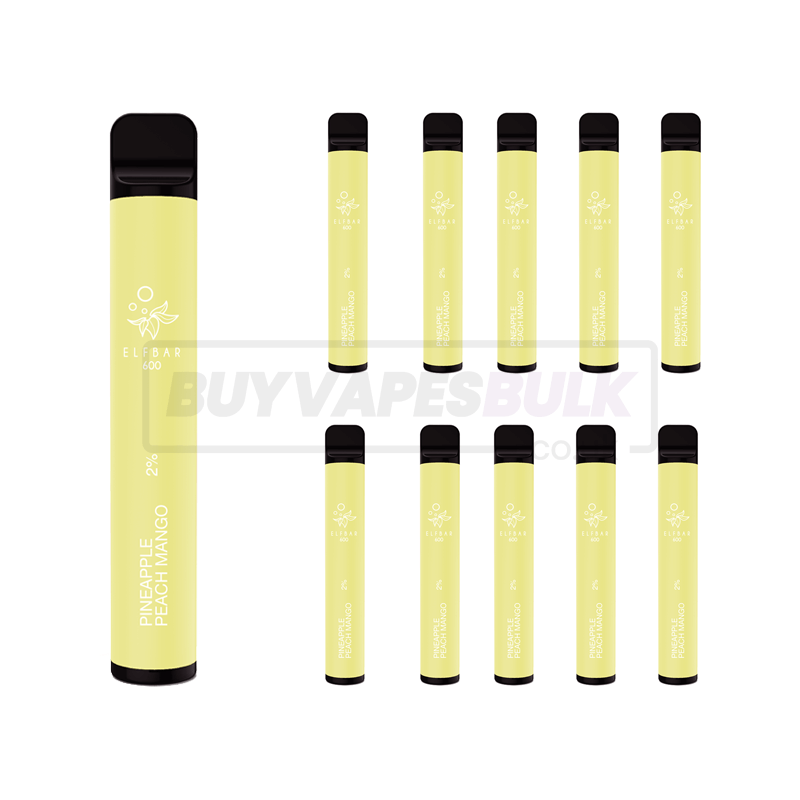 Pineapple Peach Mango Elf Bar 600 Puff Disposable Vape 10 Pack