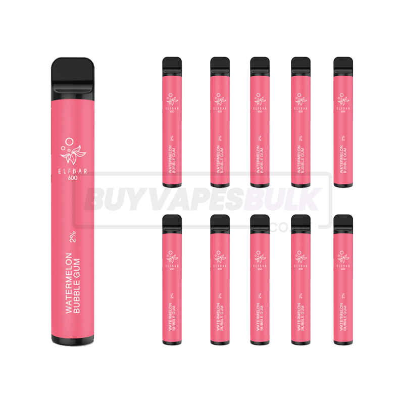 Watermelon Bubblegum Elf Bar 600 Puff Disposable Vape 10 Pack