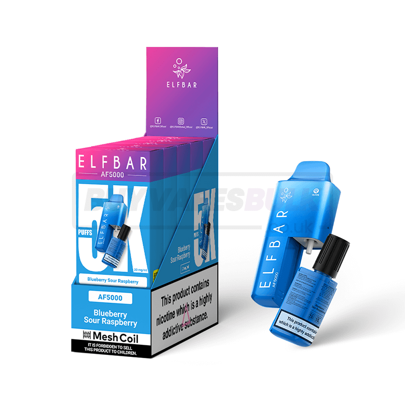 Blueberry Sour Raspberry Elf Bar AF5000 Puff Disposable Vape 5 Pack