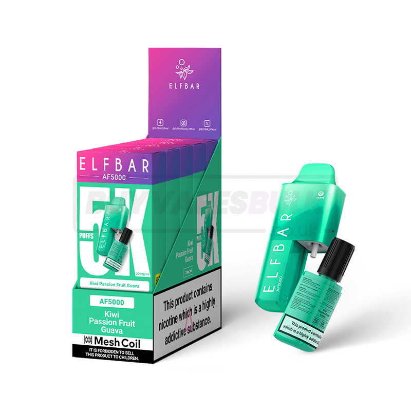 Kiwi Passion Guava Elf Bar AF5000 Puff Disposable Vape 5 Pack