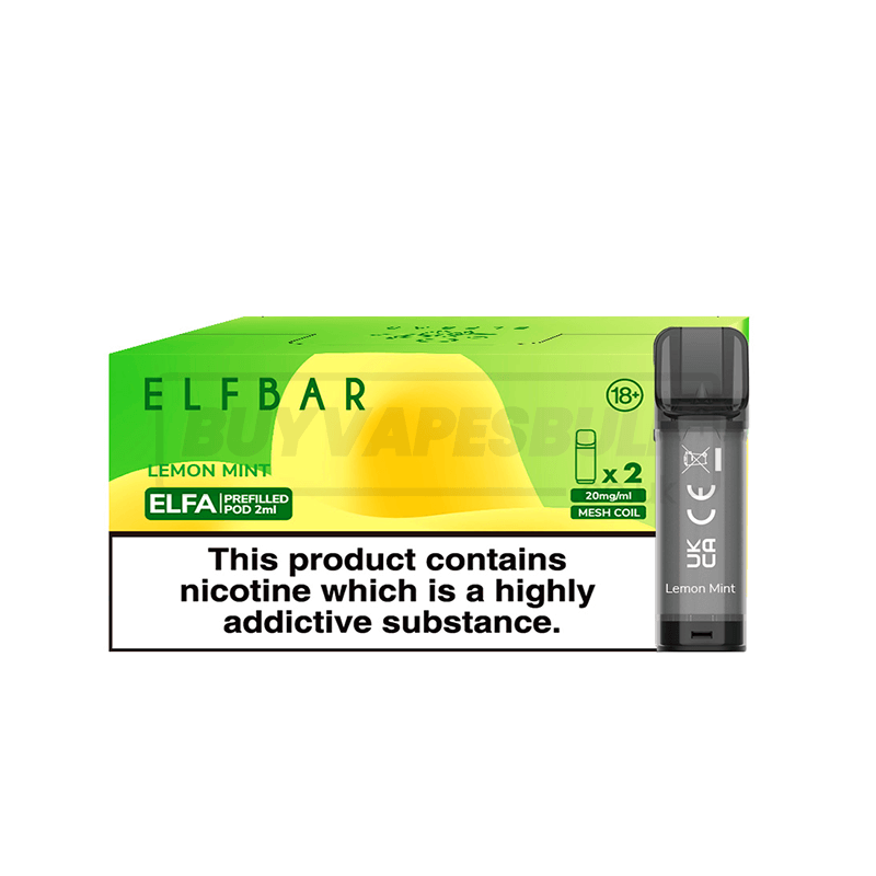 Lemon Mint Elf Bar Elfa Prefilled Pods 10 Pack Buy Vapes Bulk