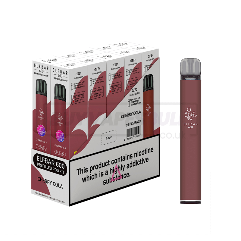 Elf Bar 600 Prefilled Vape Kit 10 Pack Cherry Cola