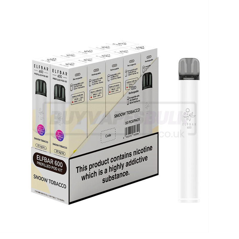 Elf Bar 600 Prefilled Vape Kit 10 Pack Snoow Tobacco