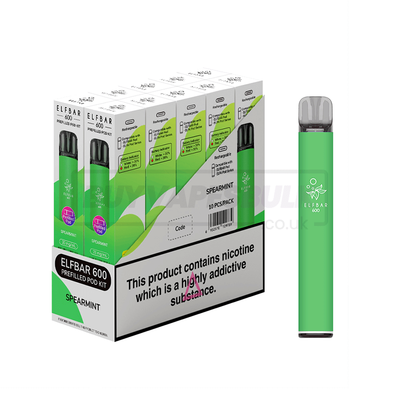 Elf Bar 600 Prefilled Vape Kit 10 Pack Spearmint