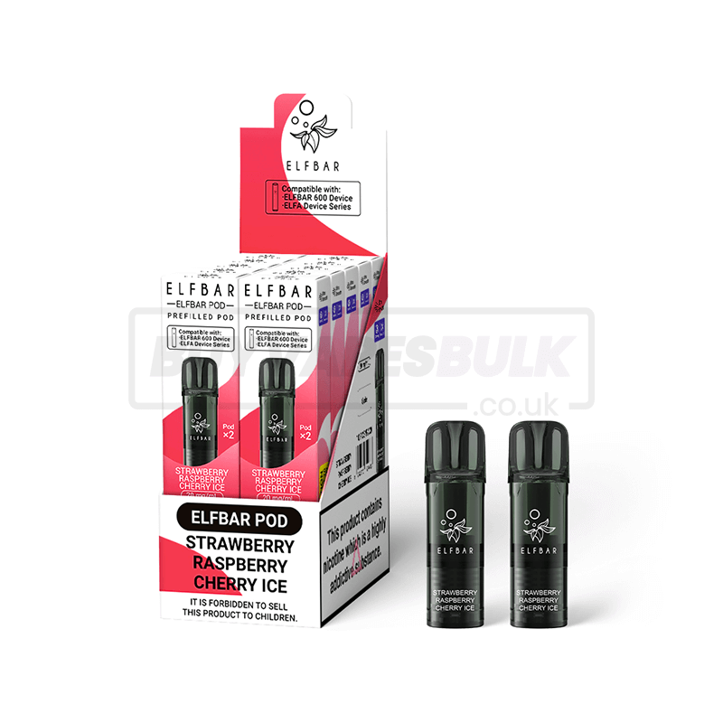 Elfbar 600 Prefilled Pods 10 Pack Strawberry Raspberry Cherry Ice