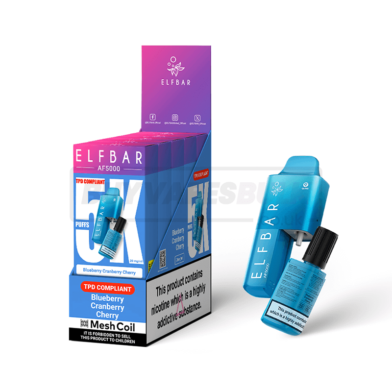 Blueberry Cherry Cranberry Elf Bar AF5000 Puff Disposable Vape 5 Pack