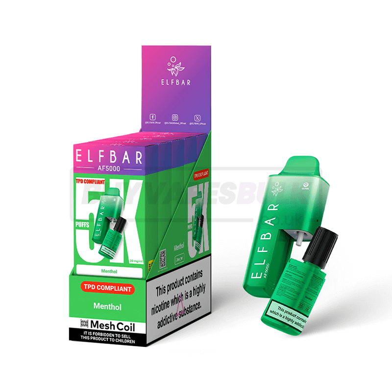 Menthol Ice Elf Bar AF5000 Puff Disposable Vape 5 Pack