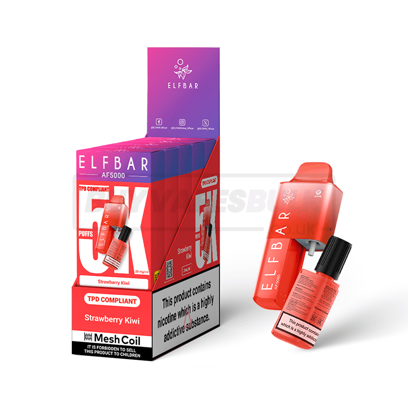 Strawberry Kiwi Elf Bar AF5000 Puff Disposable Vape 5 Pack