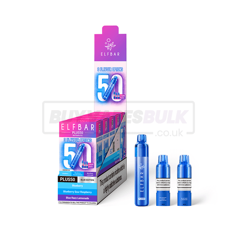 Elfbar Plus 50 Prefilled Pod Kit 5 Pack Blue Edition