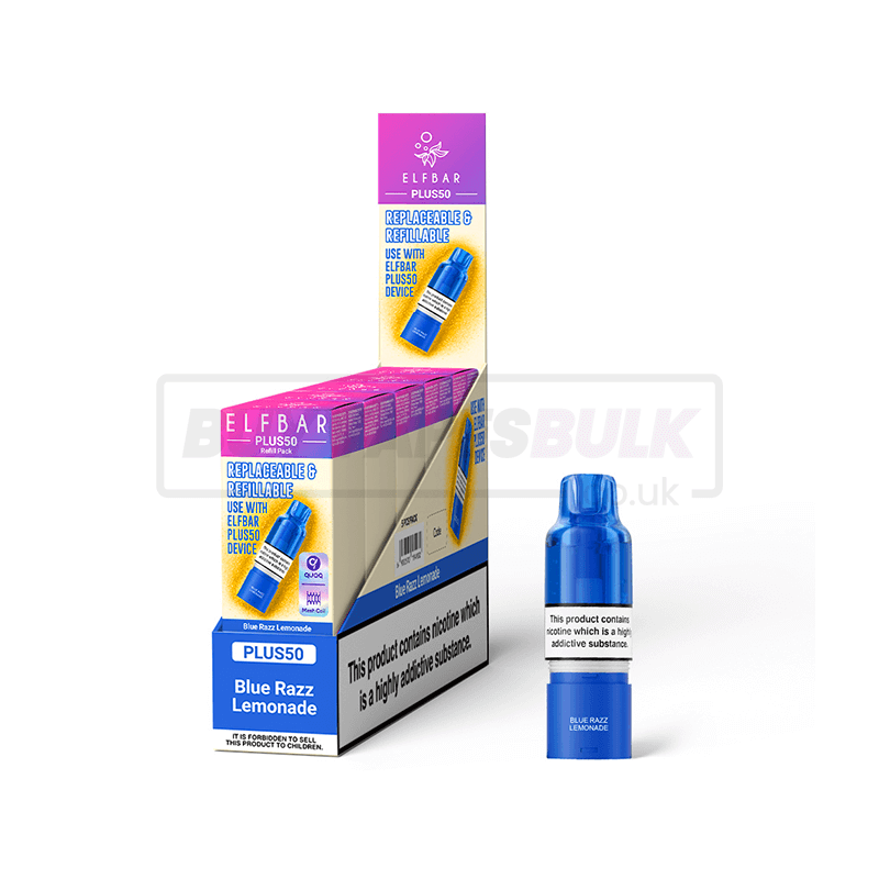 Elfbar Plus 50 Refill Pods 5 Pack Blue Razz Lemonade