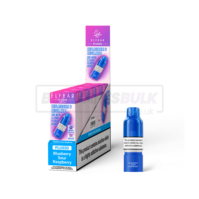Elfbar Plus 50 Refill Pods 5 Pack Blueberry Sour Raspberry