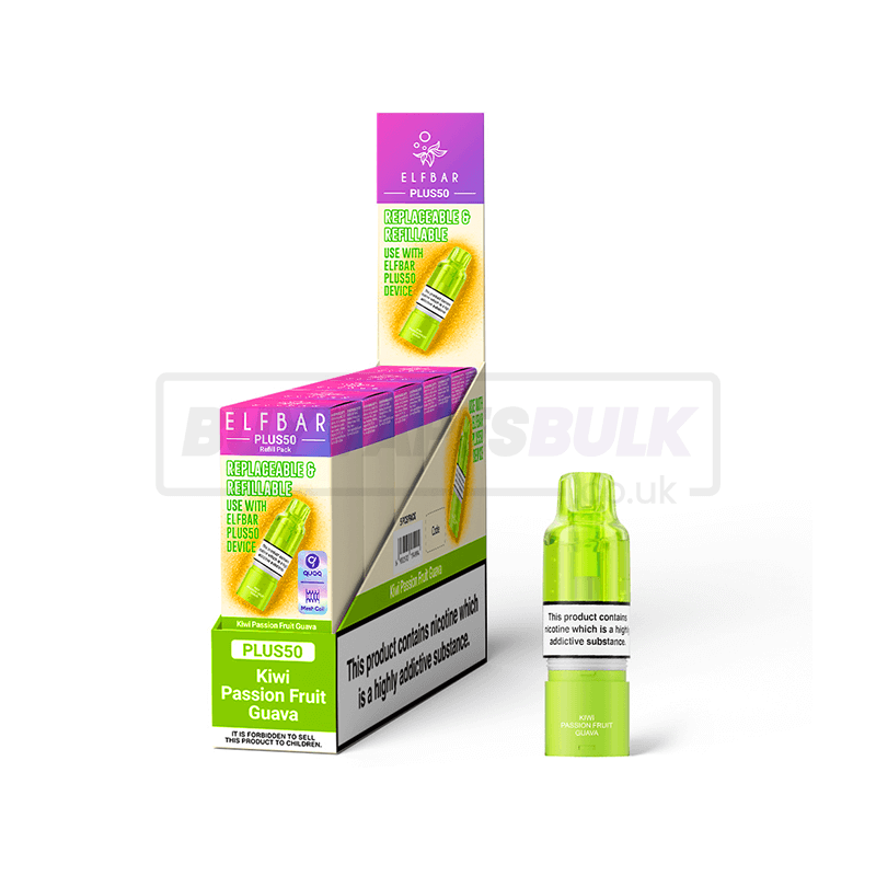 Elfbar Plus 50 Refill Pods 5 Pack Kiwi Passion Fruit Guava
