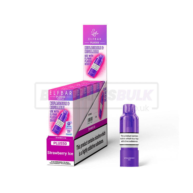 Elfbar Plus 50 Refill Pods 5 Pack Strawberry Ice