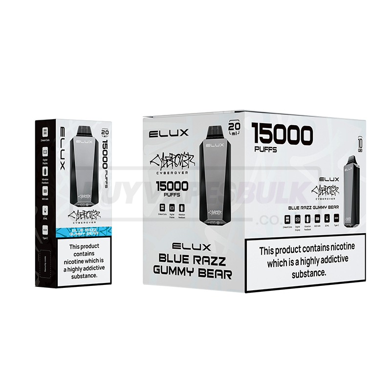 Blue Razz Gummy Bear Elux Cyberover 15000 Puff 10 Pack