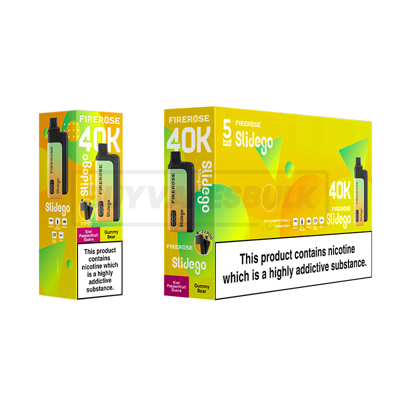 Elux Firerose Slidego 40K Prefilled Vape Kit 5 Pack Kiwi Passionfruit Guava Gummy Bear