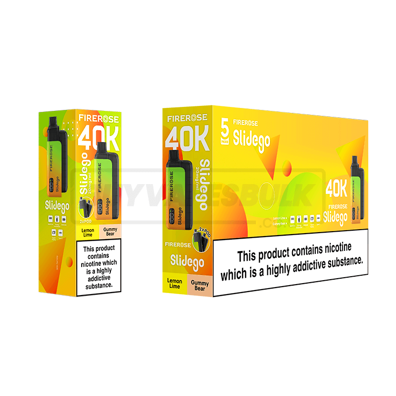 Elux Firerose Slidego 40K Prefilled Vape Kit 5 Pack Lemon Lime Gummy Bear