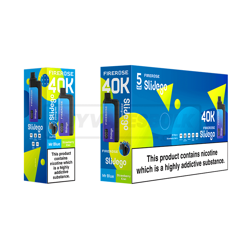 Elux Firerose Slidego 40K Prefilled Vape Kit 5 Pack Mr Blue Strawberry Kiwi