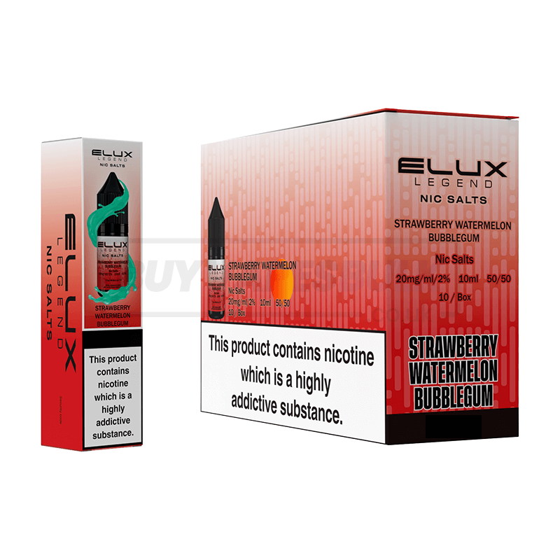 Strawberry Watermelon Bubblegum Elux Legend Nic Salt E-Liquid Pack of 10