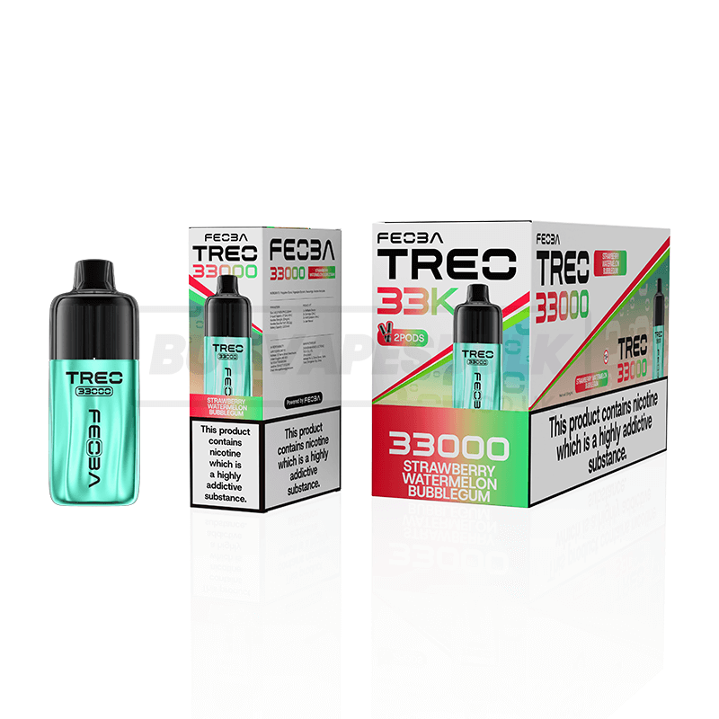 Strawberry Watermelon Bubblegum Feoba Treo 33K Prefilled Vape Kit 6 Pack
