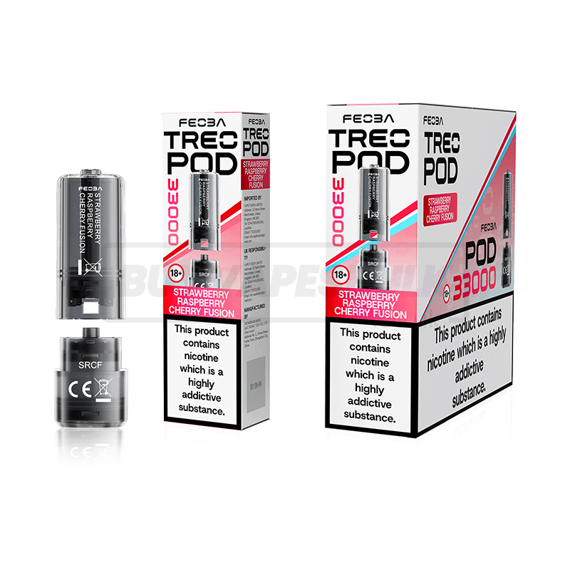 Strawberry Raspberry Cherry Fusion Feoba Treo 33K Prefilled Pods 5 Pack