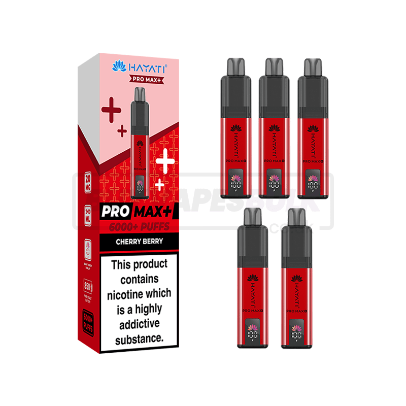 Hayati Pro Max Plus 6000 Puffs Vape Kit 5 Pack Cherry Berry