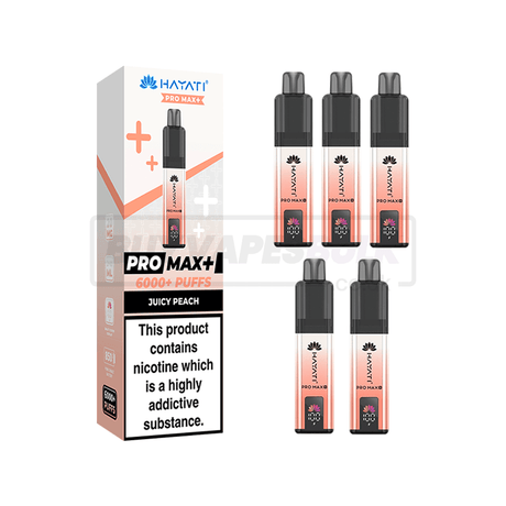 Hayati Pro Max Plus 6000 Puffs Vape Kit 5 Pack Juicy Peach