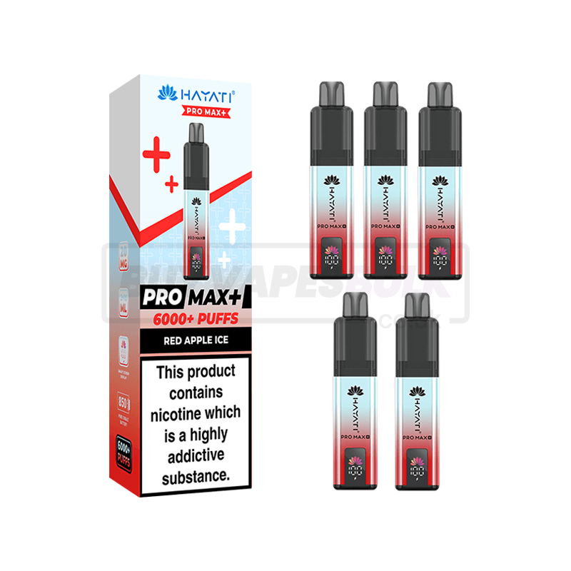 Hayati Pro Max Plus 6000 Puffs Vape Kit 5 Pack Red Apple Ice