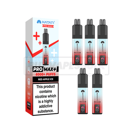 Hayati Pro Max Plus 6000 Puffs Vape Kit 5 Pack Red Apple Ice
