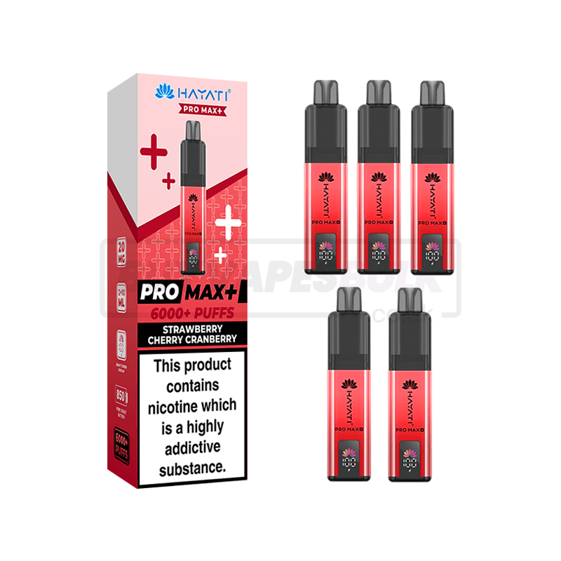 Strawberry Cherry Cranberry Hayati Pro Max Plus 6000 Vape Kit 5 Pack