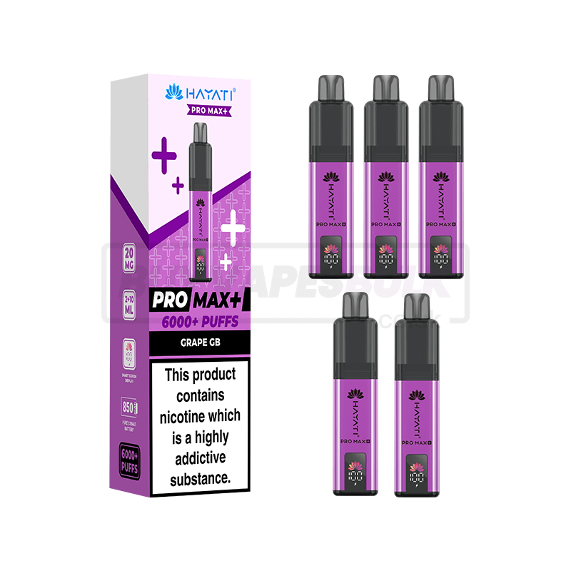Hayati Pro Max Plus 6000 Puffs Vape Kit 5 Pack Grape GB (NEW)