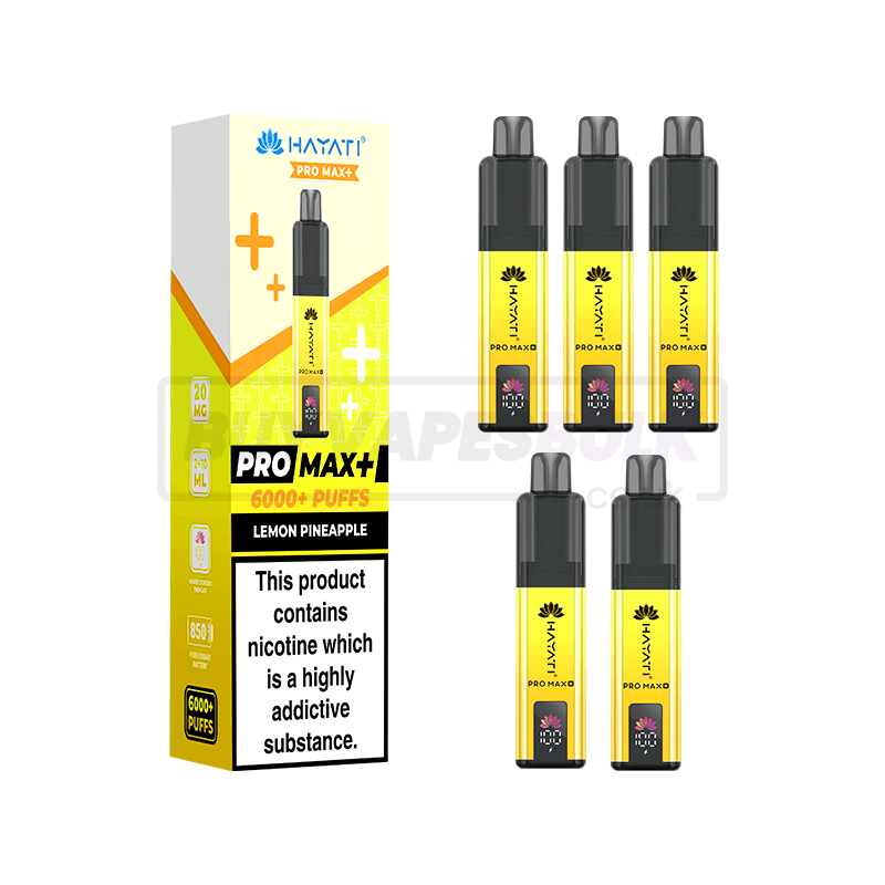 Hayati Pro Max Plus 6000 Puffs Vape Kit 5 Pack Lemon Pineapple (NEW)