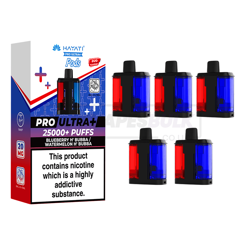 Hayati Pro Ultra Plus 25000 Prefilled Pods 5 Pack Blueberry H'Bubba Watermelon H'Bubba