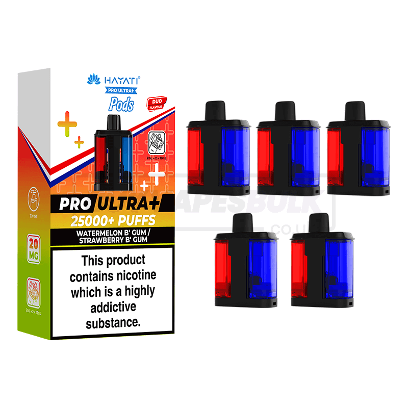 Hayati Pro Ultra Plus 25000 Prefilled Pods 5 Pack Watermelon B'Gum Strawberry B'Gum