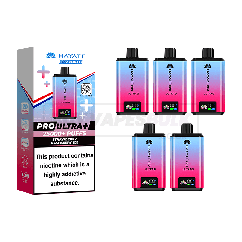 Hayati Pro Ultra Plus 25000 Vape Kit 5 Pack Strawberry Raspberry Ice (NEW)