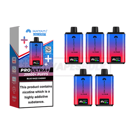 Blue Razz Cherry Hayati Pro Ultra Plus 25K Vape Kit 5 Pack