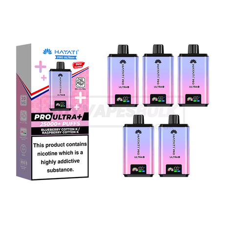 Blueberry Cotton K / Raspberry Cotton K Hayati Pro Ultra Plus 25K Vape Kit 5 Pack