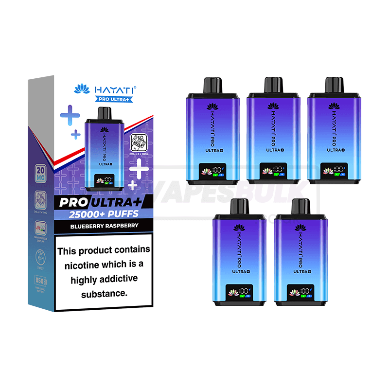 Hayati Pro Ultra Plus 25000 Vape Kit 5 Pack Blueberry Raspberry