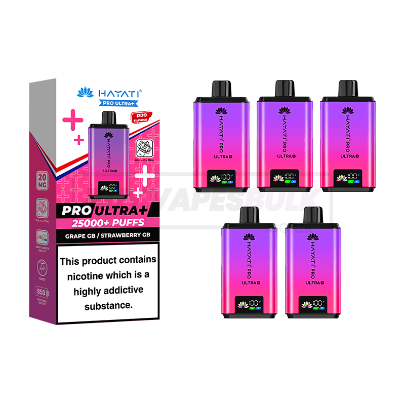 Hayati Pro Ultra Plus 25000 Vape Kit 5 Pack Grape Gummy Strawb' Gummy