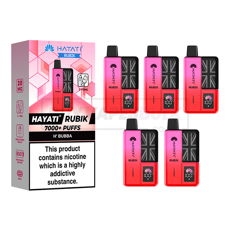 Hayati Rubik 7000 Puffs Vape Kit 5 Pack H'Bubba