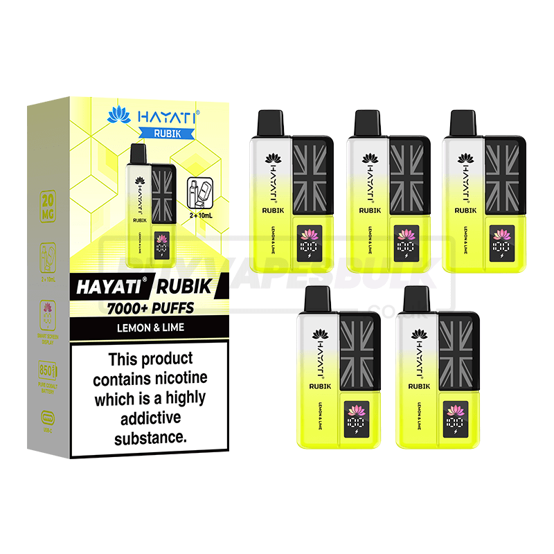Hayati Rubik 7000 Puffs Vape Kit 5 Pack Lemon Lime